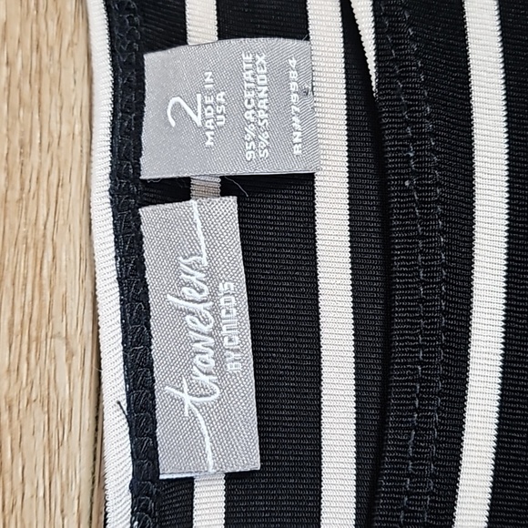 Chico's Travelers Simone Black & White Stripe Sleeveless Side Slit Maxi Dress - Picture 13 of 16